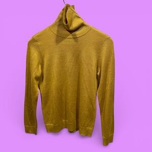 Cute Y2K soft turtleneck mustard seed sweater wool blend lightweight